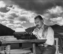 Hemingway writing Life magazine photo